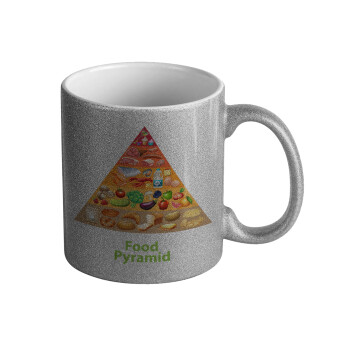 Food pyramid chart, Κούπα Ασημένια Glitter που γυαλίζει, κεραμική, 330ml