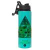 Metallic water bottle with safety lid, 850ml aluminum