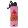 Metallic water bottle with safety lid, 850ml aluminum