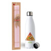 Easter Set, metallic stainless steel water bottle (750ml) & scented flat Easter candle (30cm) (PINK)