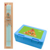 Easter Set, children's snack container BLUE & Easter aromatic flat candle (30cm) (TURQUOISE)
