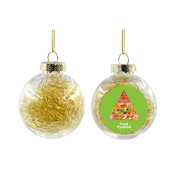Food pyramid chart, Transparent Christmas tree ball ornament with gold filling 8cm