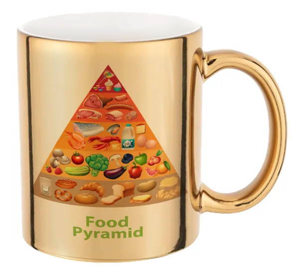 Food pyramid chart — Mug ceramic, gold mirror, 330ml