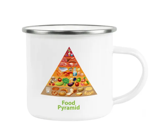 Food pyramid chart — Metallic enamel cup white 360ml