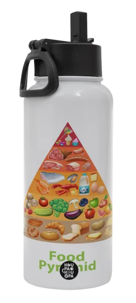 Food pyramid chart — Metal mug thermo White with Straw and Spout Lid (Stainless steel), double wall, 950ml
