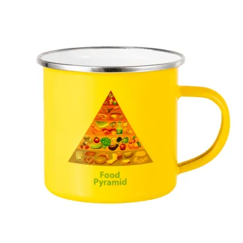 Food pyramid chart, Yellow Enamel Metallic Cup 360ml
