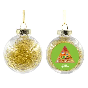 Food pyramid chart, Transparent Christmas tree ball ornament with gold filling 8cm