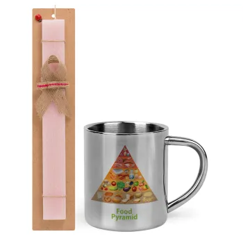 Food pyramid chart, Easter Set, metallic thermal cup (300ml) & aromatic flat Easter candle (30cm) (PINK)