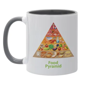 Διατροφική πυραμίδα, Κούπα χρωματιστή γκρι, κεραμική, 330ml