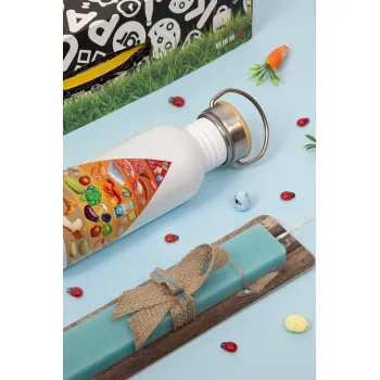 Διατροφική πυραμίδα, Πασχαλινή Λαμπάδα με παγούρι μεταλλικό (620ml, stainless steel) & κερί αρωματικό πλακέ (30cm) (ΤΙΡΚΟΥΑΖ)