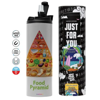 Food pyramid chart, Tumbler stainless steel GREY 600ml
