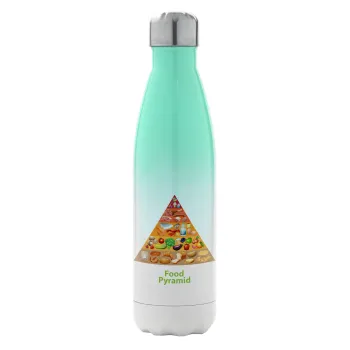 Food pyramid chart, Metal mug thermos Green/White (Stainless steel), double wall, 500ml