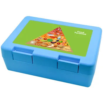 Food pyramid chart, Children's cookie container LIGHT BLUE 185x128x65mm (BPA free plastic)