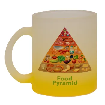 Διατροφική πυραμίδα, Κούπα γυάλινη δίχρωμη με βάση το κίτρινο ματ, 330ml