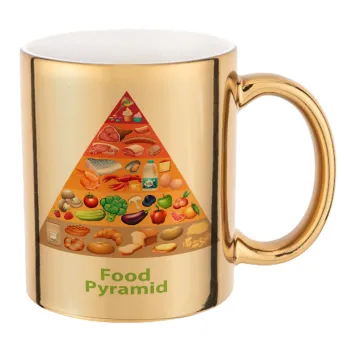 Food pyramid chart, Mug ceramic, gold mirror, 330ml