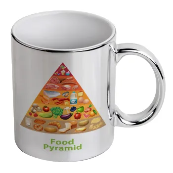 Διατροφική πυραμίδα, Κούπα κεραμική, ασημένια καθρέπτης, 330ml