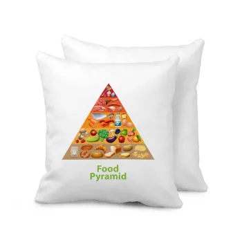 Food pyramid chart, Sofa cushion 40x40cm includes filling
