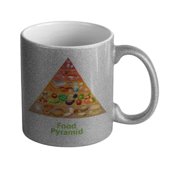 Food pyramid chart, Κούπα Ασημένια Glitter που γυαλίζει, κεραμική, 330ml