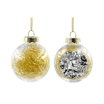 Τερατάκια, Χριστουγεννιάτικη μπάλα δένδρου διάφανη με χρυσό γέμισμα 8cm