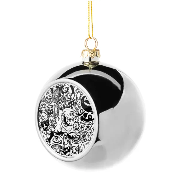 Τερατάκια — Silver 8cm Christmas tree ball ornament