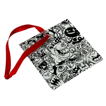 Τερατάκια, Christmas ornament, glass square ornament 9x9cm