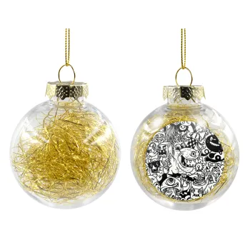 Τερατάκια, Στολίδι Χριστουγεννιάτικη μπάλα δένδρου διάφανη με χρυσό γέμισμα 8cm
