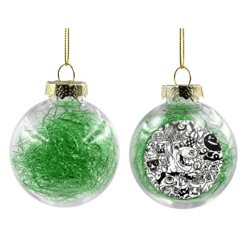 Τερατάκια, Στολίδι Χριστουγεννιάτικη μπάλα δένδρου διάφανη με πράσινο γέμισμα 8cm
