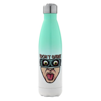 Don't Care, Metal mug thermos Green/White (Stainless steel), double wall, 500ml