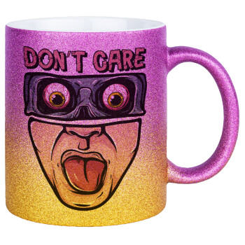 Don't Care, Κούπα Χρυσή/Ροζ Glitter, κεραμική, 330ml