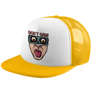 Don't Care, Καπέλο Soft Trucker με Δίχτυ Κίτρινο/White 