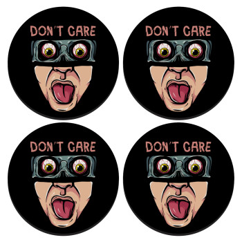 Don't Care, SET of 4 round wooden coasters (9cm)