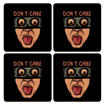 Don't Care, ΣΕΤ x4 Σουβέρ ξύλινα τετράγωνα plywood (9cm)