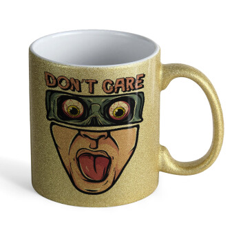 Don't Care, Κούπα Χρυσή Glitter που γυαλίζει, κεραμική, 330ml