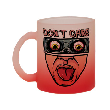 Don't Care, Κούπα γυάλινη δίχρωμη με βάση το κόκκινο ματ, 330ml