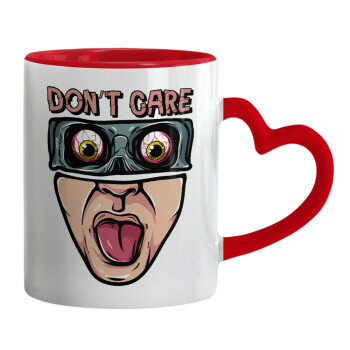 Don't Care, Mug heart red handle, ceramic, 330ml
