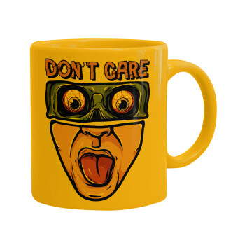 Don't Care, Ceramic coffee mug yellow, 330ml (1pcs)
