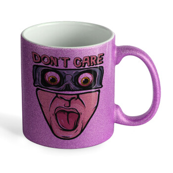 Don't Care, Κούπα Μωβ Glitter που γυαλίζει, κεραμική, 330ml
