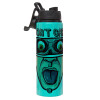 Metallic water bottle with safety lid, 850ml aluminum