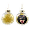 Transparent Christmas tree ball ornament with gold filling 8cm