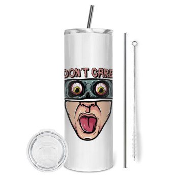 Don't Care, Tumbler stainless steel 600ml, with metal straw & cleaning brush