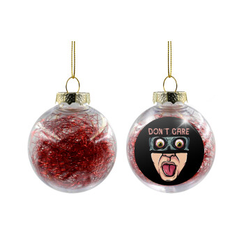 Don't Care, Χριστουγεννιάτικη μπάλα δένδρου διάφανη με κόκκινο γέμισμα 8cm