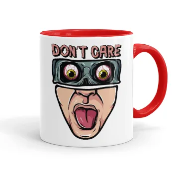 Don't Care, Κούπα χρωματιστή κόκκινη, κεραμική, 330ml