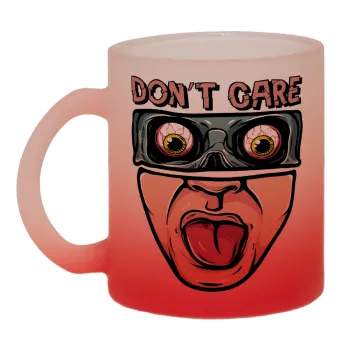 Don't Care, Κούπα γυάλινη δίχρωμη με βάση το κόκκινο ματ, 330ml
