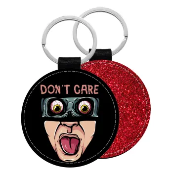 Don't Care, Μπρελόκ Δερματίνη, στρογγυλό ΚΟΚΚΙΝΟ (5cm)