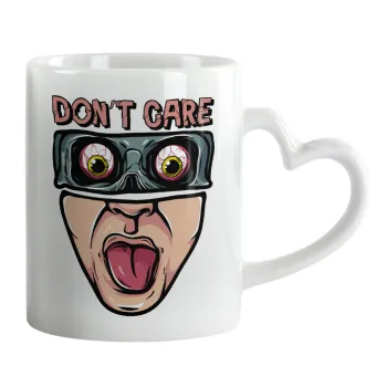 Don't Care, Κούπα καρδιά χερούλι λευκή, κεραμική, 330ml