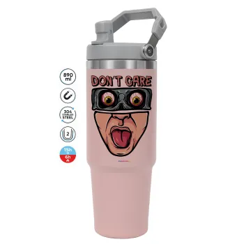 Don't Care, Pink color, 890ml (30oz) stainless Steel Tumbler with Handle