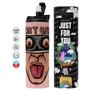 Don't Care, Tumbler ποτήρι θερμό ΡΟΖ από ανοξείδωτο ατσάλι 600ml