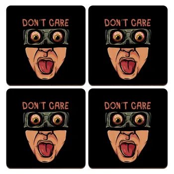 Don't Care, ΣΕΤ x4 Σουβέρ ξύλινα τετράγωνα plywood (9cm)