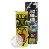 Neon Yellow Travel Tumbler θερμό, μεταλλικό καλαμάκι(Ανωξείδωτο 304 Food grade, BPA free, 600ml)