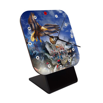 25η Μαρτίου 1821 Εθνική Επέτειος, Επιτραπέζιο ρολόι ξύλινο με δείκτες (10cm)